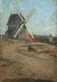 Max Merker, Windmühle bei Zernikow. Wohl um 1880, Öl auf Malpappe