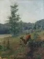 Carl Zimmermann, Zur Blattzeit, 1895, Öl auf Leinwand