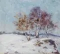 Max Gretschel, Baumbestandene Winterlandschaft, 1917, Öl auf Leinwand