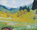 Otto Lange, Blick in ein Gebirgstal. Ohne Jahr, Öl auf Holz
