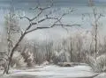 Oskar Nerlinger, Winter im Park II, 1941, Öl auf Hartfaser