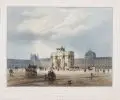 Louis-Jules Arnout, Vue de l´Hôtel de Ville, Kolorierte Lithographien, partiell weiß gehöht, auf chamoisfarbenem Karton