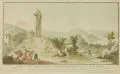 Luigi Rados, Veduta del colosso dies. borromeo sul monte d´arona, Um 1800, Radierung, koloriert