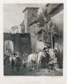 Jean Louis Charles Pauquet, Une halte de voyageurs, Kupferstich