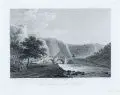 Ludwig Schütze, / I.G.A. Frenzel, Bastei/ Plauenscher Grund. Mitte 19. Jh, Kupferstiche auf chamoisfarbenem Papier. "Bastei" in der Platte bezeichnet u.re "L.Schütze sculp." und betitelt u.Mi