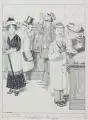 Oskar Zwintscher, Entwurfszeichnung für die Meggendorfer Blätter, Wohl 1897, Federzeichnung in farbiger Tusche