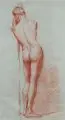 Luigi Losito, Männlicher Rückenakt, 1930, Rötelzeichnung auf grauem Papier