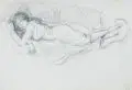 Karl Hahn, Schlafendes Mädchen, Um 1930, Graphitzeichnung auf Velin