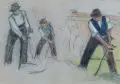 Hans Richard Heinmann, Schnitter, Um 1920, Pastell auf gräulichem Papier