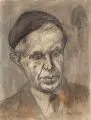 Wilhelm Rudolph, Bildnis eines Herren mit Kappe. 1940er/ 1950er Jahre, Aquarell und Bleistift