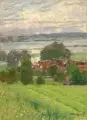 Adolf Fischer-Gurig, Dorflandschaft an der Elbe (?), 1895, Öl auf Leinwand