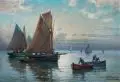 Gaston Corbier, Fischerboote, Um 1900, Öl auf Sperrholz