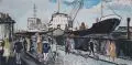 Schichtwechsel Warnow- Werft by Erhard Hippold, Öl und Tempera auf Hartfaser, offered Sep 2009