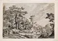 Hieronymus Cock, Landschaft mit Staffage nach Hans Bol. Mitte 16. Jh, Radierung