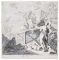 (zugeschr.), Hinrichtungsszene vor einer antiken Gottesgestalt by Johann Heinrich Schönfeld, Um 1645, Lavierte Federzeichnung in Sepia und Grau, offered Sep 2009