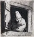 Cornelis Bega, Der Bauer im Fenster, Radierung