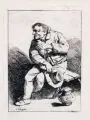 Cornelis Bega, Sitzender Mann, den Hut in der Hand, Radierung
