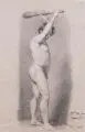 Frédéric Fregevize, Männlicher Akt mit Keule, 1813, Bleistiftzeichnung
