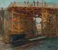 Rudolf Schmidt, Notbrücke, Öl auf Leinwand