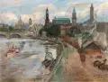 Andreas Curt Striegler, Blick auf Alt-Dresden, 1923, Öl auf Leinwand