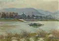 Gottfried Trimborn, Rheinfähre. Wohl um 1920, Öl auf Leinwand