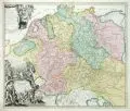 Johann Baptist Homann, Hydrographia Germaniae [...], 1712, Altkolorierte Kupferstichkarte, die Gewässer des deutschen Reiches zeigend