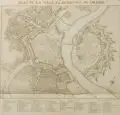 L. W.F. von Oebschelwitz, Plan de la ville et residence de dresde, Kupferstiche auf Bütten, teilweise koloriert. "Plan de la ville [...]" in der Platte bezeichnet u.re. und u.li., betitelt o.Mi