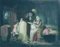 William Ward, A Visit to the Child at Nurse, 1788, Koloriertes Schabkunstblatt