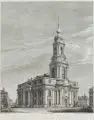 Johann Gottfried Abraham Frenzel, Vue de l'Eglise de St. Croix, Um 1808, Kupferstich auf Bütten mit Wasserzeichen "C de R.Im-Hof"
