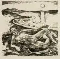 Willy Jaeckel, Männlicher Akt am Meer, Um 1920, Lithographie auf Bütten