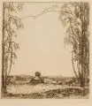 Hubert Wilm, Dame am Fluß. 1. H. 20. Jh, Radierung auf chamoisfarbenem Papier
