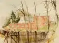 Günther Blechschmidt, Gehöft, 1948, Aquarell
