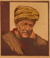 Leonhard Fanto, Alter Mann mit Turban/ Mädchen in Tracht. Frühes 20. Jh, Farbholzschnitte