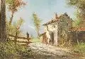 Anton Brioschi, Bauerngehöft/ Schäferin, Um 1900, Öl auf Leinwand