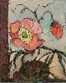 Michele Cyranka, Stilleben mit roter Blume. Ohne Jahr (2.H.20.Jh.), Öl auf Hartfaser