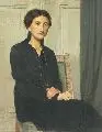 Hermann Lange, Junge Dame im schwarzen Kleid, Öl auf Leinwand
