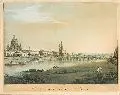 Christian Gottlob Hammer, Vue de Dresde prise du coté de Nord-est., Um 1830, Altkolorierte Umrißradierung