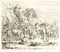 Esel und Schafe vor einer Hütte. 1. H. 18. Jh by Johann Elias Ridinger, Radierung nach einer Zeichnung von J, offered Mar 2009