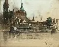 Georg Erler, .... Dresden, Pastellkreide, Gouache und Kohlezeichnung