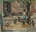 Curt Ehrhardt, Der Sandhaufen (Spielende Kinder am Neustadt-Markt), 1949, Öl auf Leinwand