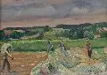 Hanns Schubert, Erntelandschaft, 1945, Öl auf Sperrholz