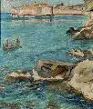 Alfred Teichmann, Blick auf die Küste bei Ragusa. Ohne Jahr, Öl auf Leinwand