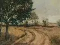 Heinrich Weckauf, Sommerlicher Feldweg. Ohne Jahr, Öl auf Malpappe