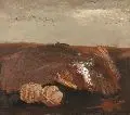 Werner Wittig, Landschaft mit Granatäpfeln, 1985, Öl auf Hartfaser