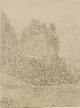 Arthur Blaschnik, Schloss Carlstein bei Reichenhau, Wohl 1850, Bleistiftzeichnung auf Velin