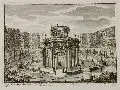 Johann August Corvinus, Lust=Saal, welcher in dem Canal des Fürsth. Lust=Gartens zu Ende des Irr=Gartens liegen kann..., 1713, Kupferstich. ..."das aus der mittlern Platz eine völlig alleè dahin gehet"