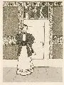 Eugen Kirchner, Junge Dame mit Stock und Hut, Um 1895, Farbaquatintaradierung aus der Zeitschrift PAN