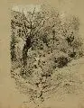 Elisabeth Andrae, Kuffstein, Kohlezeichnungen, weiß gehöht/ Bleistiftzeichnung. "Haus am Bach" unsigniert