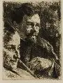 Heinrich Wolff, Drei Männer, Um 1900, Schabkunstblatt
