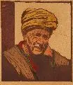 Leonhard Fanto, Alter Mann mit Turban. Frühes 20. Jh, Farbholzschnitt